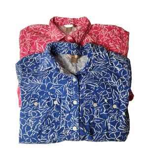 White‎ Stag Floral Print Hawaiian Button Down Womens Size Small